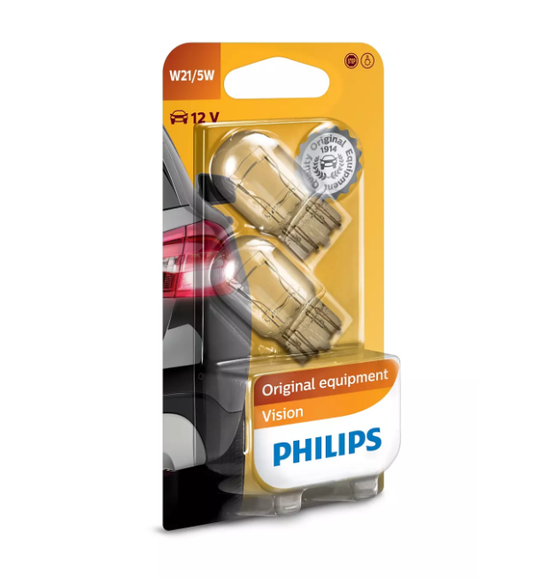Лампа W21/5W Philips Vision 12V 12066 B2 (блистер)