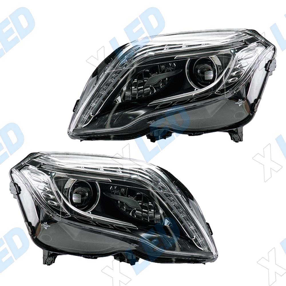 Комплект фар (тюнинг) Mercedes GLK X204 I рест (2012-2015) Led №1 линза галоген