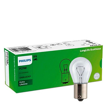 Галогенная лампа P21W Philips LongLife EcoVision 12V 12498LLECOCP