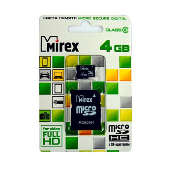 Карта памяти SDHC MIREX  4 GB (Class 10)
