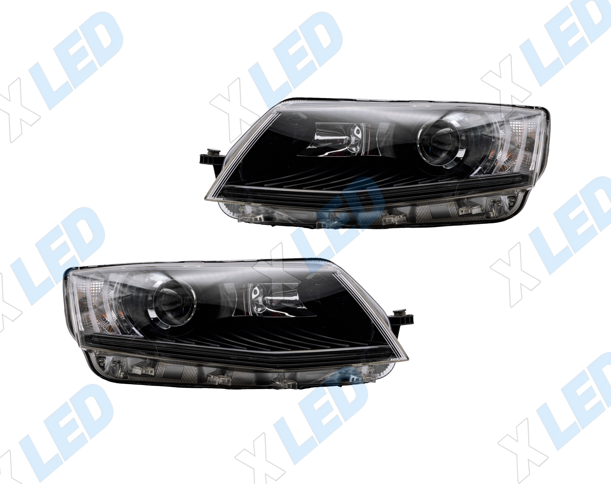 Комплект фар Skoda Octavia A7 (2013-2016) с bi-led линзами ХV6 X-LED, подключение ксенон