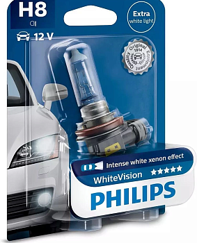 Галогенная лампа H8 PHILIPS White Vision 4300K 1шт блистер