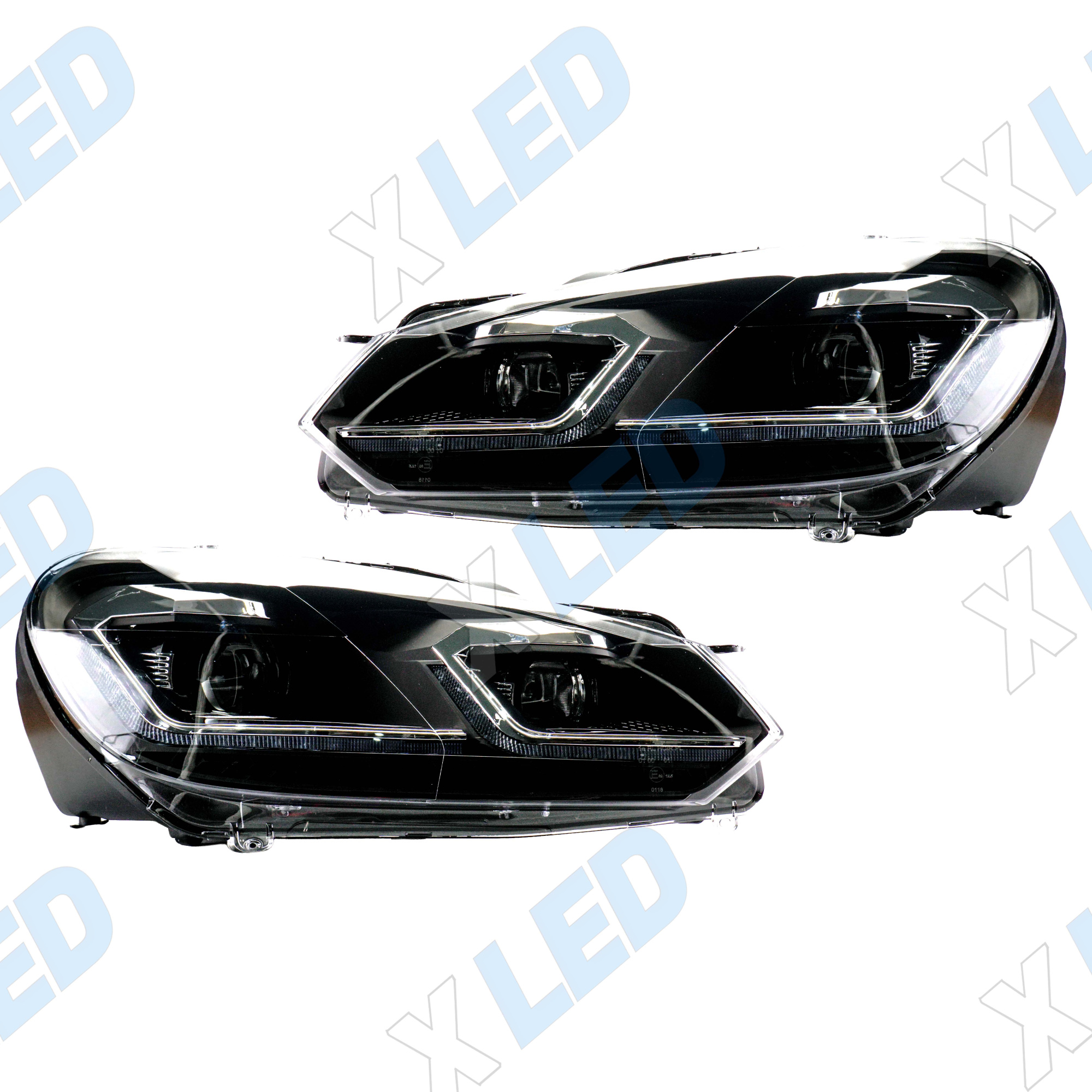 Комплект фар (тюнинг) Volkswagen Golf 6 (2008-2012) Silver line, линза галоген
